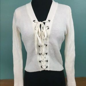 Rue 21 lace up front sweater xs
